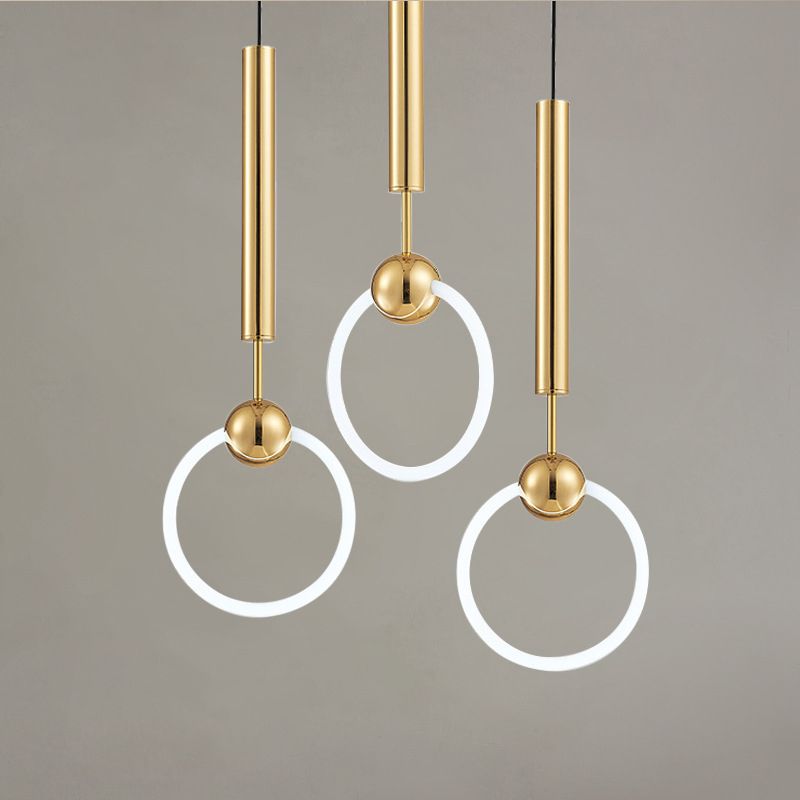 Gold Ring Ceiling Suspension Lamp Simplicity LED Metal Ceiling Pendant Light for Bedroom
