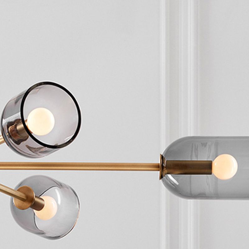 6 lichten metalen kroonluchter licht moderne stijl grijs glas verlichtingsarmaturen voor slaapkamer