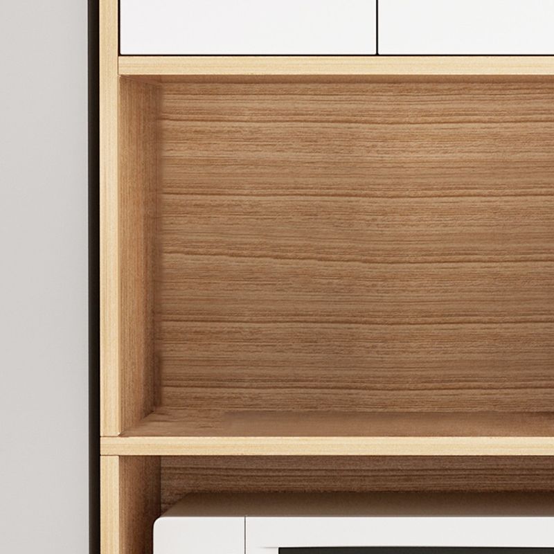 Antique Finish Sideboard Table Engineered Wood Dining Table with Open Storage