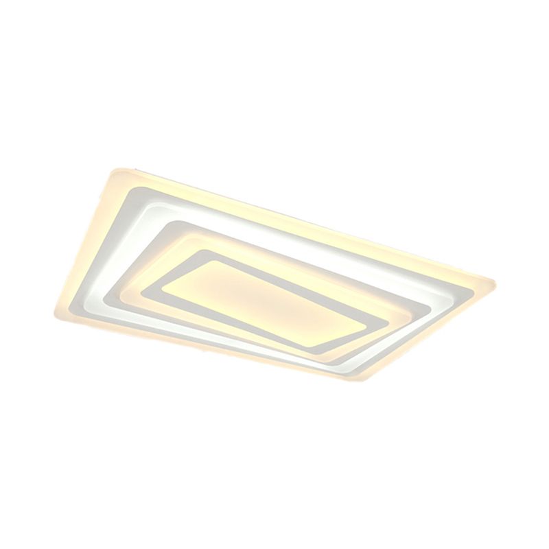 Modern Style LED Ceiling Light Ultrathin Acrylic Shade White Spiral Rectangle Flushmount in Warm/White Light