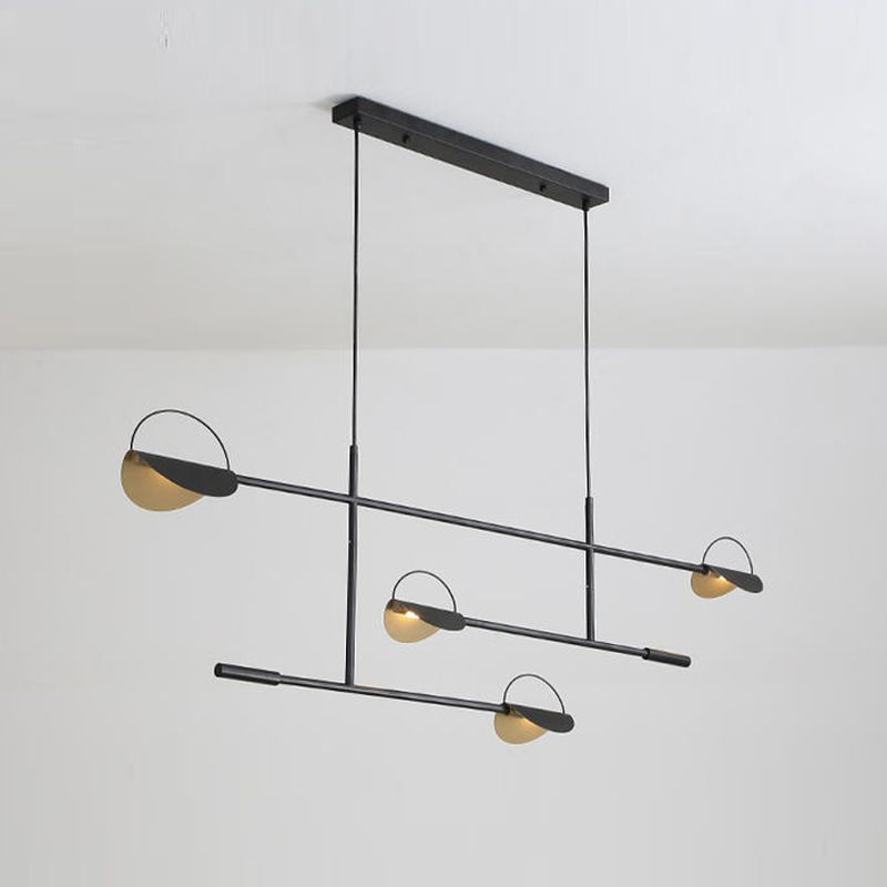 4-Light Golden/Black Island Lighting Modern Unique LED Ceiling Light for Dining Room