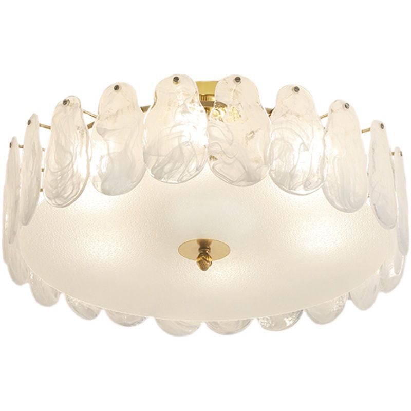 Semi Mount Lighting Vintage Drum Glass Semi Flush Light Fixture