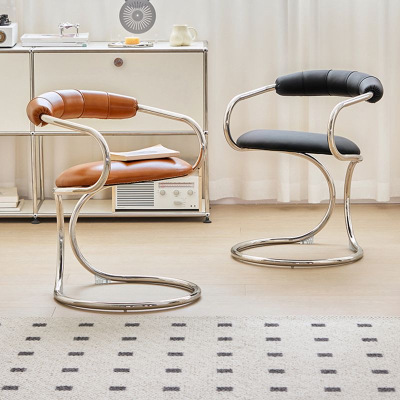 Industrial Style Arm Chair Upholstered Dining Chair for Living Room