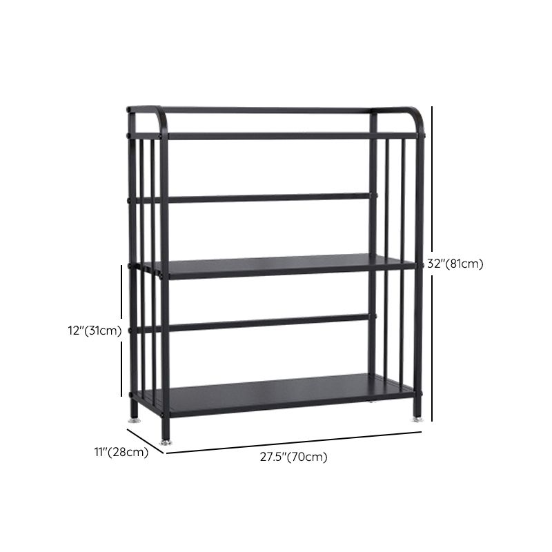 Contemporary Metal Bookshelf Black Etagere Shelf Bookcase for Study Room