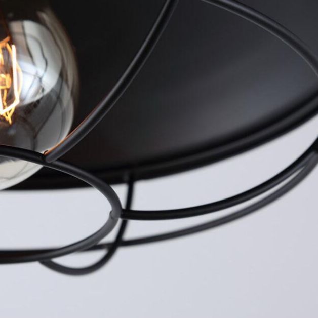 Black Shaded Semi Flush Light Fixture Industrial Metal Aisle Ceiling Light