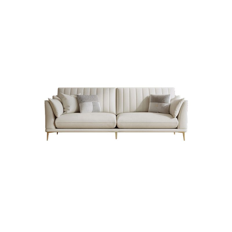 Modern Style Solid Wood Material Base Cloth Art & Leather Rice White Rectangular Sofa