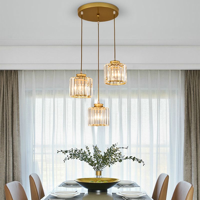 3 Heads Crystal Hanging Light Contemporary Pendant Lighting for Living Room