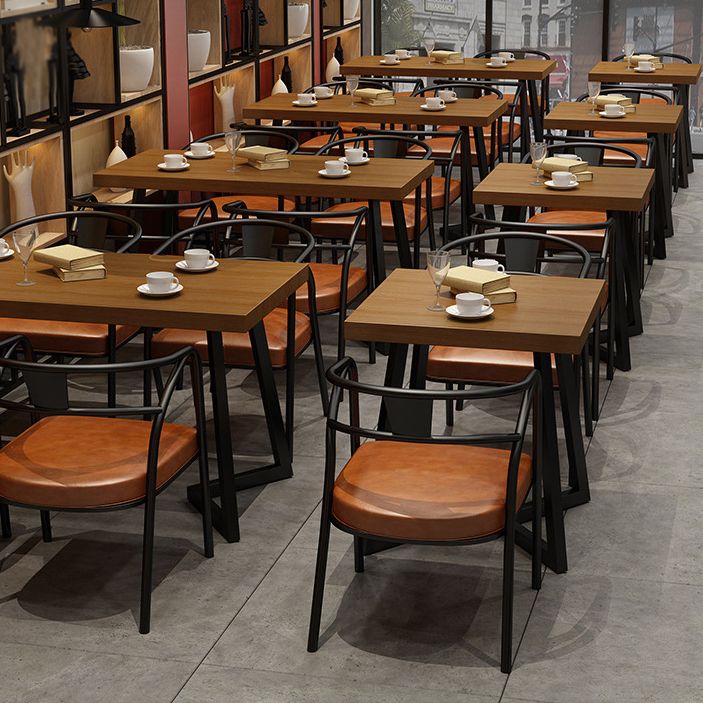 Industrial Solid Wood Dinner Room Kitchen Table Brown Sled Base Table for Dinning Room