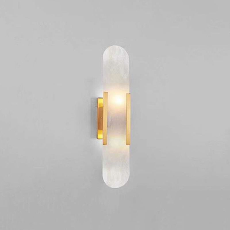 2 Lights Oval Wall Mounted Lamps Modern Style Stone Wall Sconces