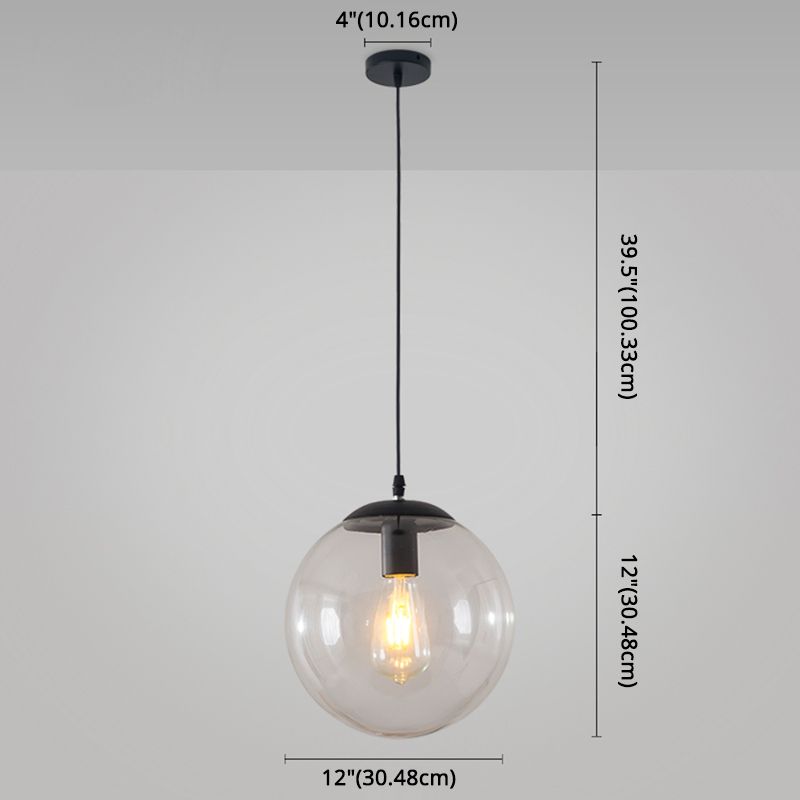 Minimaliste moderne à 1 lampe à la lumière Lumière Bubble Boule de verre transparent Lumière suspendue avec 39 "fil suspendu
