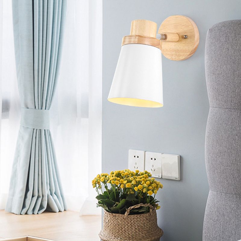 Modern Style Flared Wall Sconces Wood 1 Light Wall Mount Light Fixture