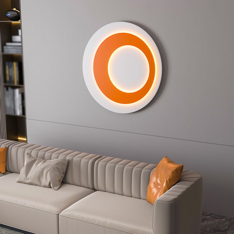 Round LED Wall Lamp 1-Light Modern Wall Mount Lamp with Acrylic Shade for Bedroom