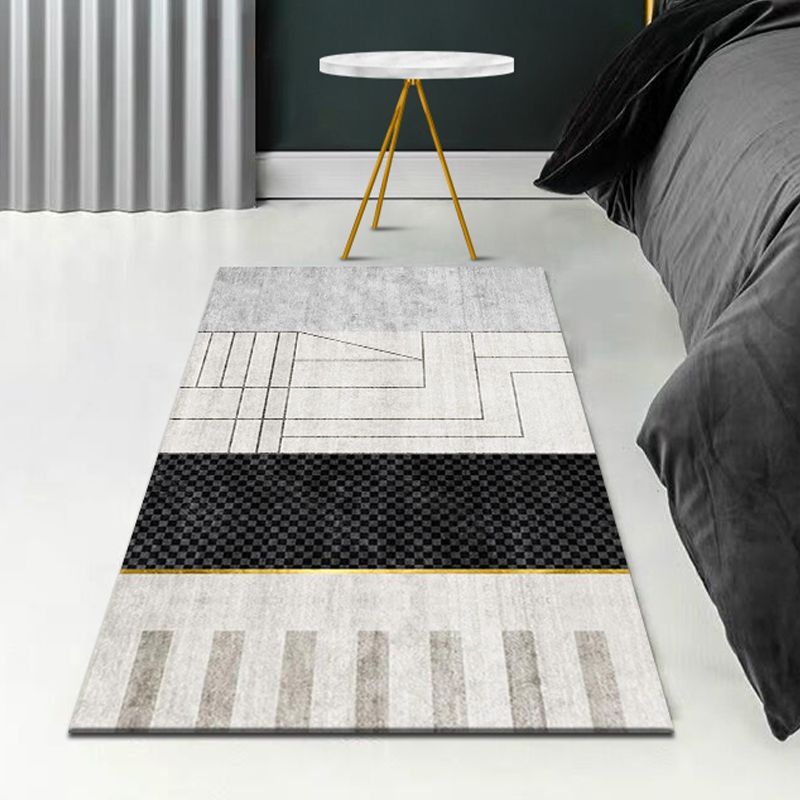 Gray Contemporary Carpet Blending Graphic Carpet Stain Resistant Carpet for Drawing Room