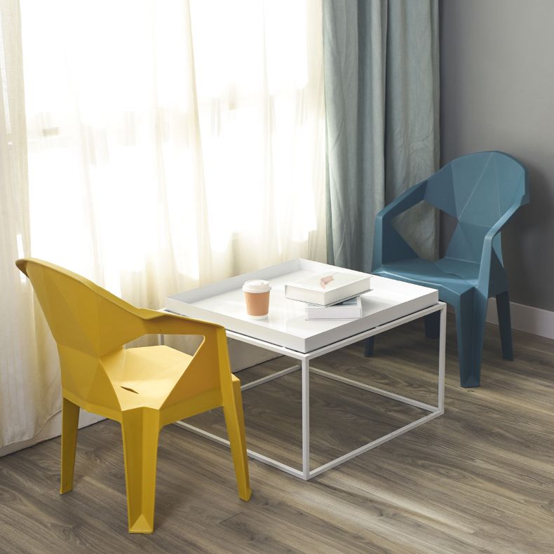 Contemporary Style Stacking Dining Chair Slat Back Plastic Dining Arm Chairs