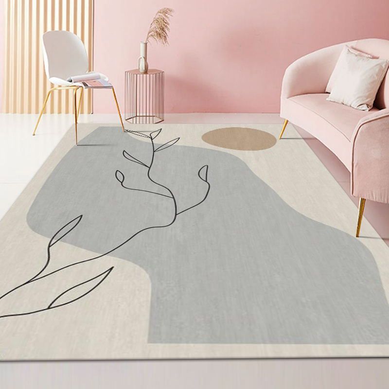 Alfombra gráfica de alfombra de poliéster gris moderno alfombra de respaldo sin deslizamiento para la decoración del hogar