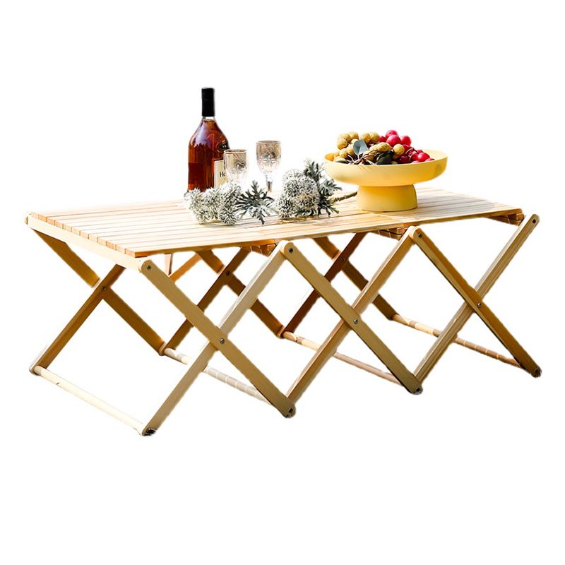 Modern Rectangle Foldable Camping Table Solid Wood Outdoor Table