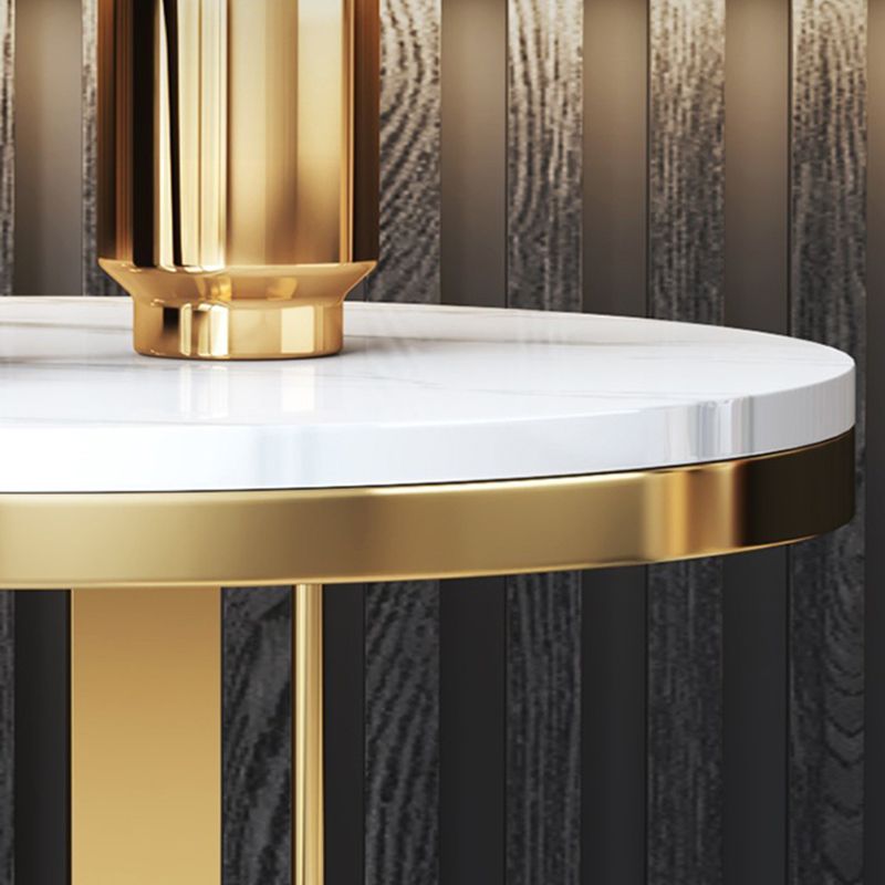 Modern Stone Top Side Table Round Black/Gold Metallic C Table