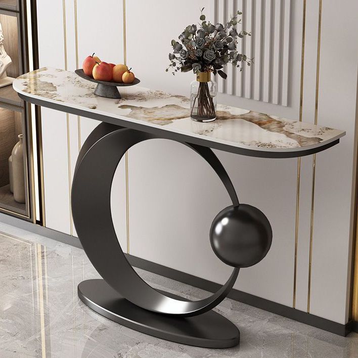 Glam Console Accent Table Antique Finish Console Sofa Table in Stone