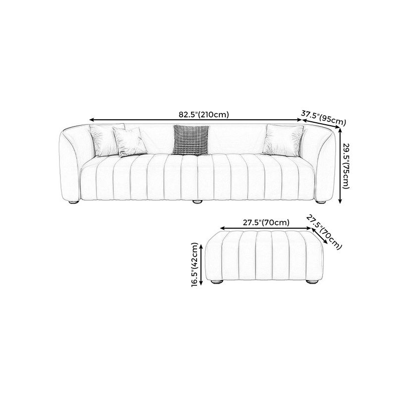 Beige Faux Leather Straight Arm Sofa/Sectional with Stain-Resistant and Wear-Resisting