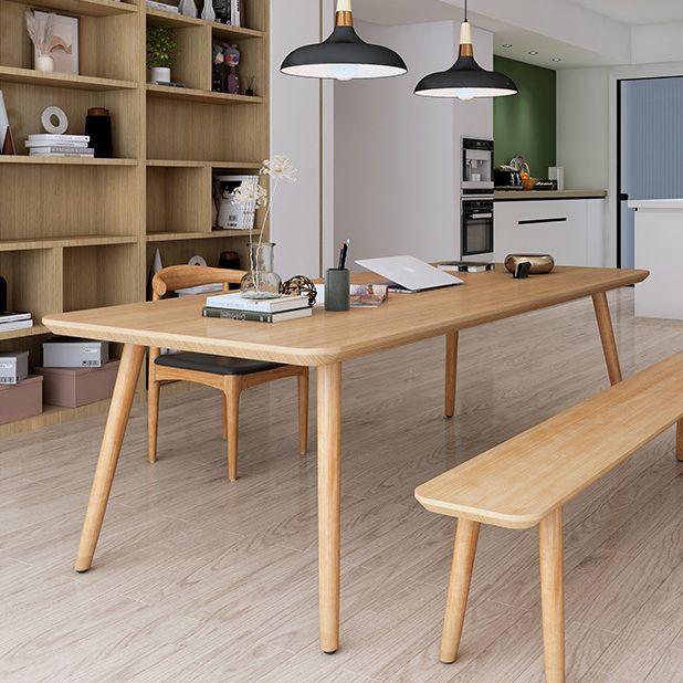 Comedor sencilla mesa de comedor rectangular de madera maciza con base de 4 patas