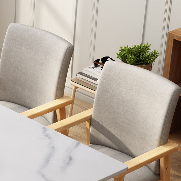 Minimalist Sintered Stone Top Kitchen Dining Set White Standard Dining Set with 4 Legs Table