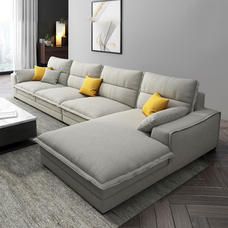 Scandinavian Stain-Resistant Faux Leather 4-Seater L-Shape Sectional Set