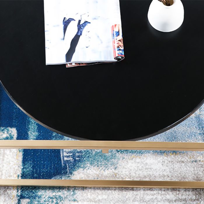 Metal Frame Base Coffee Table Round Wood Cocktail Table in Gold