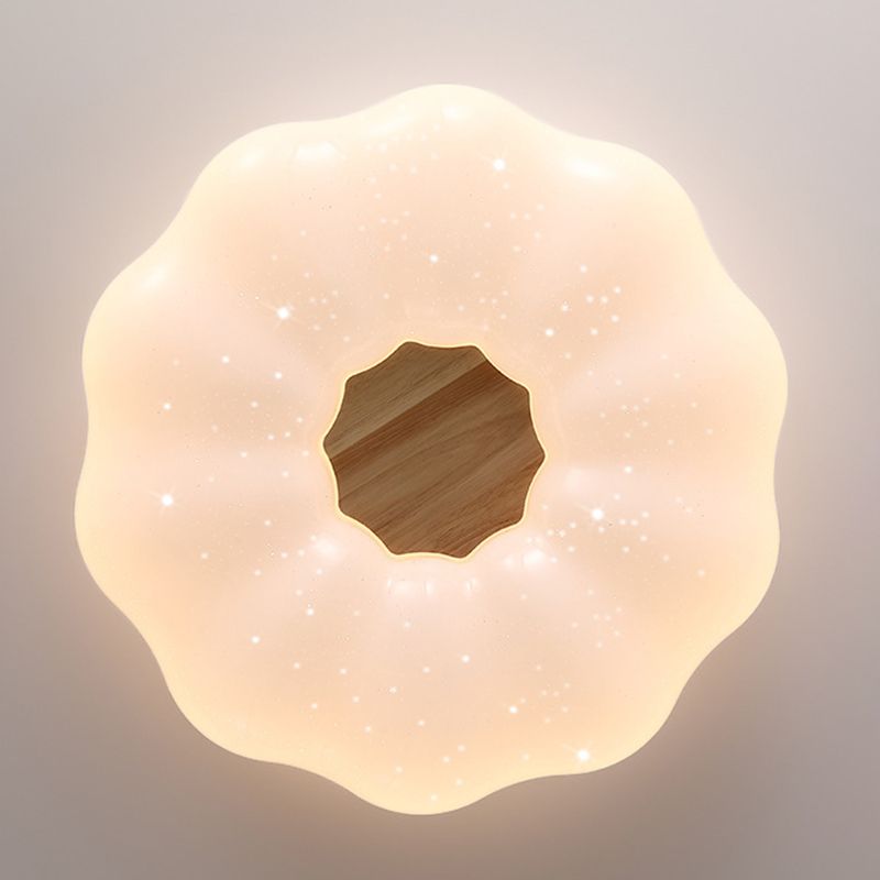 LED Ceiling Light Wooden Ceiling Mount Light with Acrylic Shade for Living Room