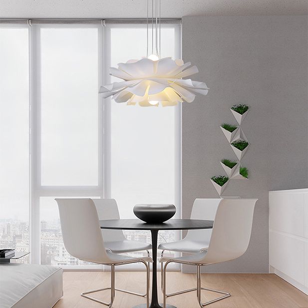 Bedroom Pendant Ceiling Light Nordic White Pendant Light Kit with Floral Acrylic Shade