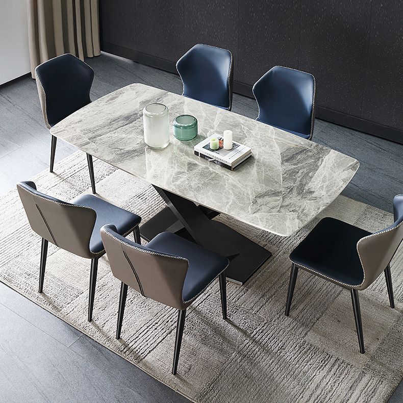 Contemporary Gray Standard Dining Set Rectangle Shape Sintered Stone Dining Set for Kitchen