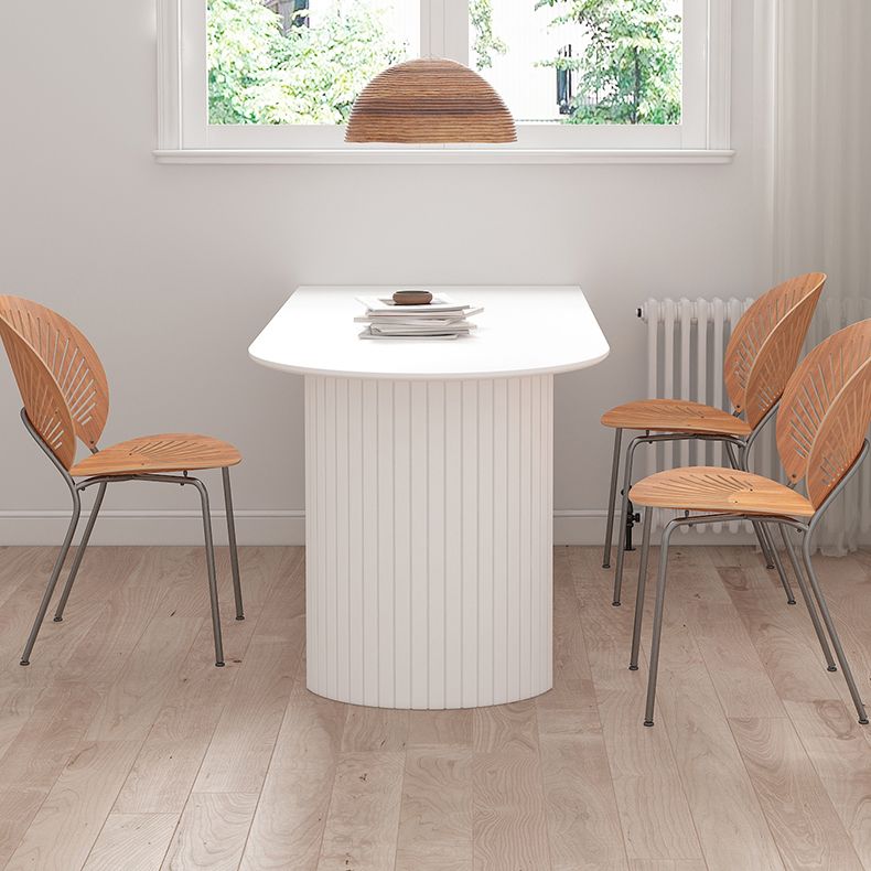 Stone Top Table Contemporary Dining Table with Sled Base in White