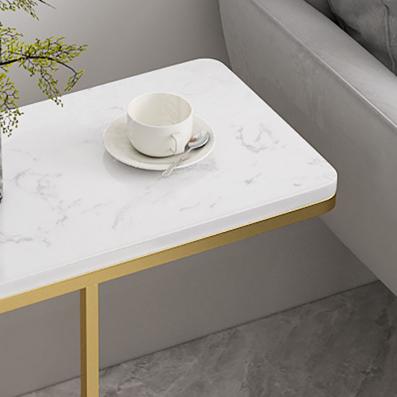 Mid-Century C Side Table Slate/Metal Top Rectangular End Table