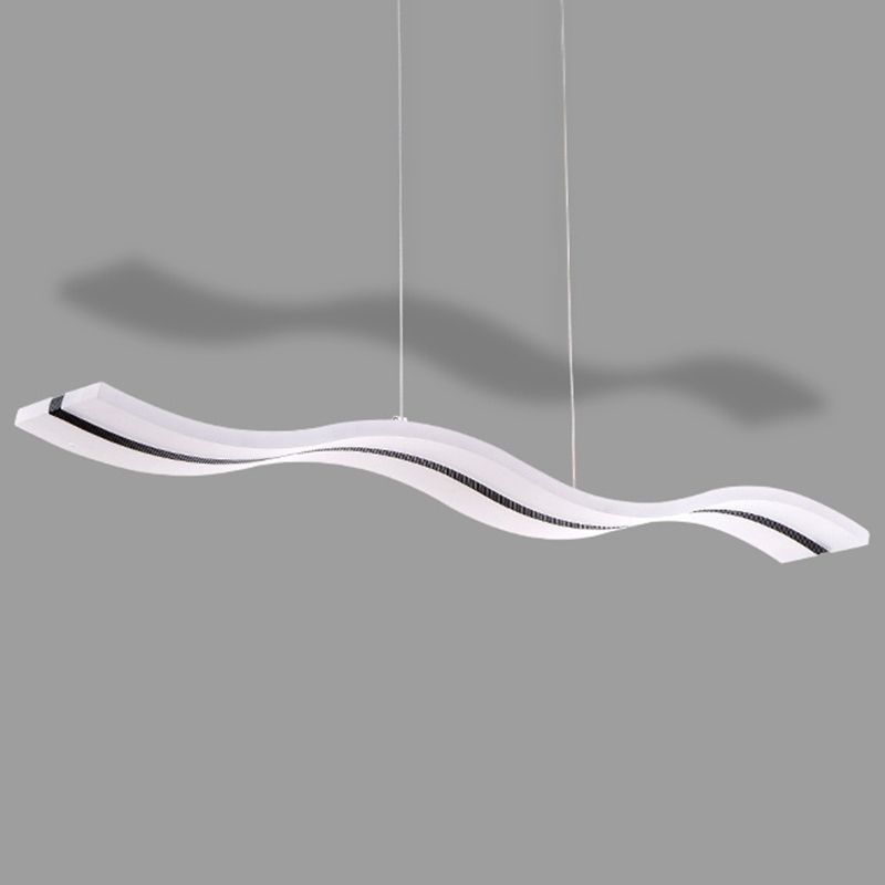 Weiße Wellenform-LED-Insellicht im modernen Stil Edelstahl Anhänger Licht mit Acrylschatten