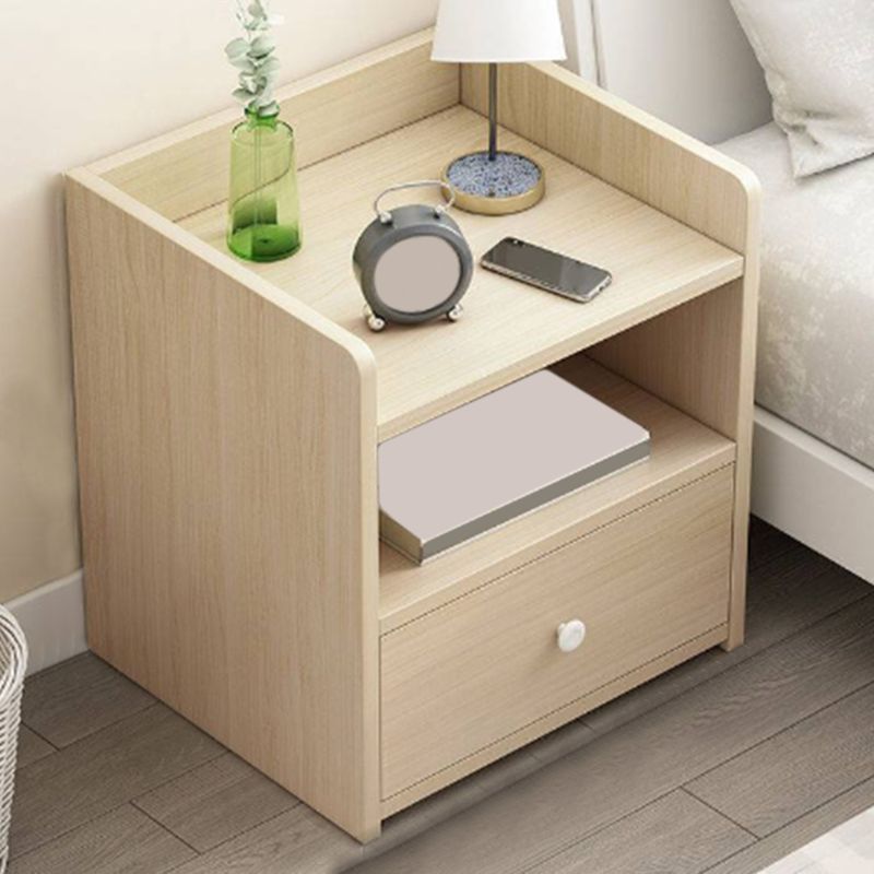 Wooden Nightstand with 12" Wide Night Table with Drawers and Shelf