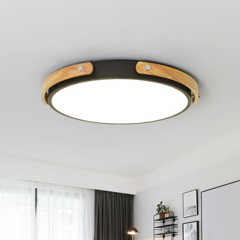 Black/White Circle Bathroom Ceiling Mount Light Acrylic Modern Style LED Ceiling Lamp in Warm/White Light
