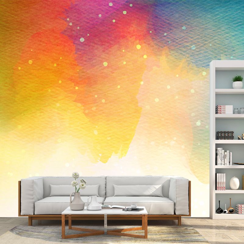 Murale intero stellato ad acquerello per arte astratta da parete in corridoio in blu, impermeabilizzante