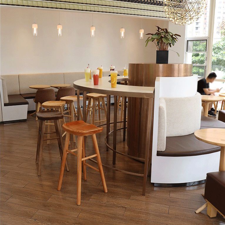 Contemporary Solid Wood Home Stool Matte Finish Footrest Barstool