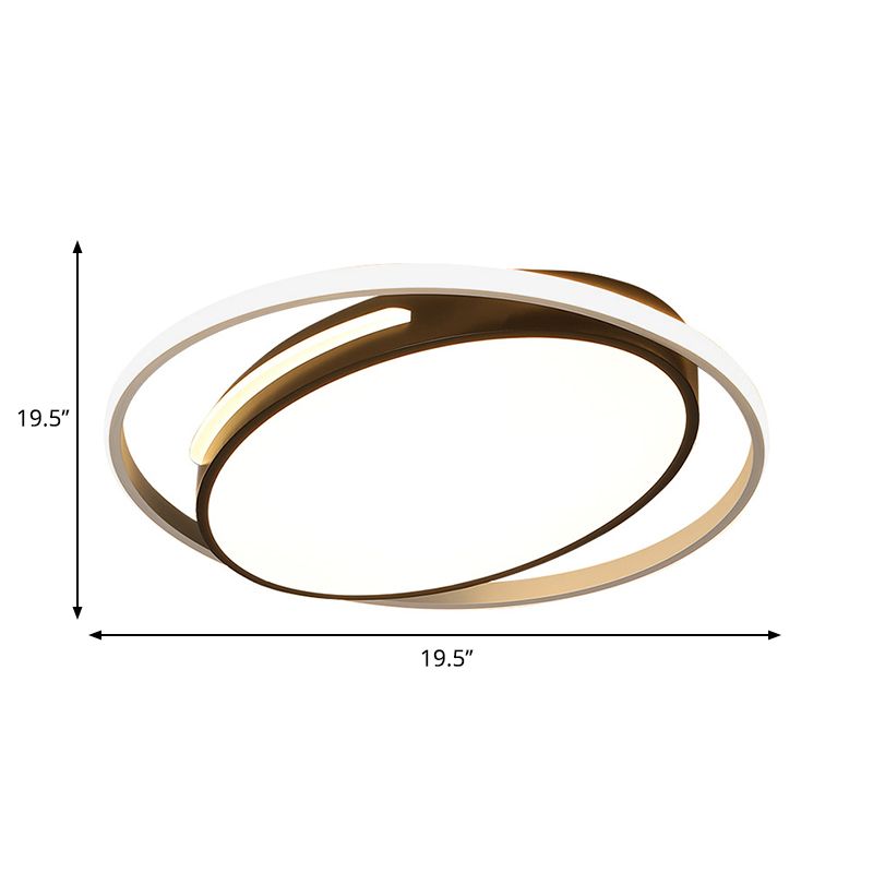 16"/19.5" Wide Black Oval Flush Mount Lighting Minimalist Metallic Led Flush Light with Frosted Diffuser