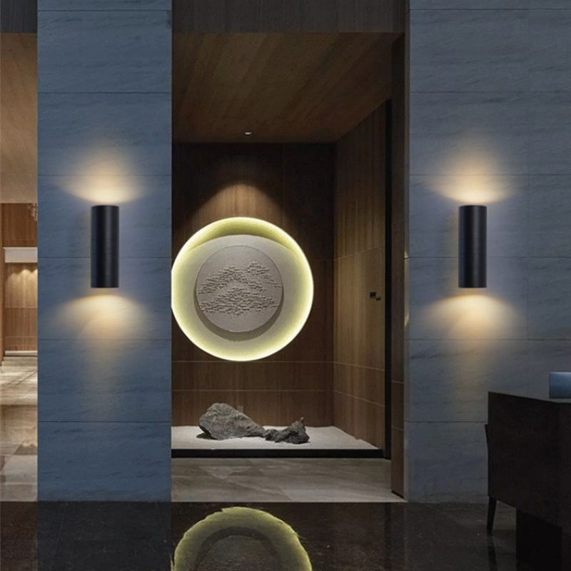 Modern Minimalist Style Cylinderical Sconce Light Fixtures Metal 2 Lights Wall Lamps
