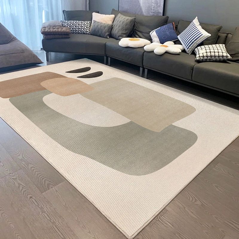 Modern Colorblock Rug Morandi Color Area Rug Polyester Easy Care Carpet for Living Room