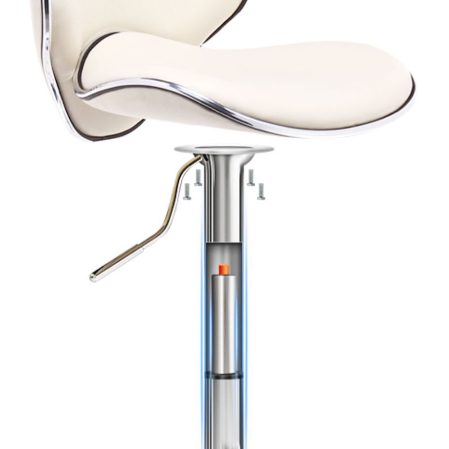 Scandinavian Metal Barstool Low Back PU Leather Adjustable Barstools in Matte Finish