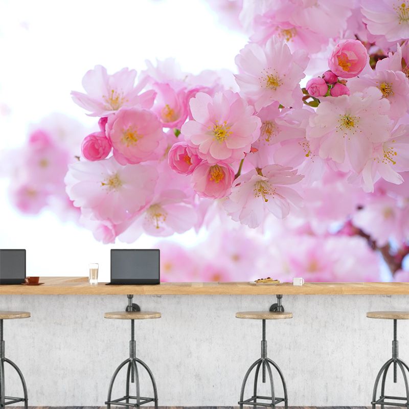 Cherry Blooming Wall Mural Photography Horizontal Modern Living Room Wall Covering