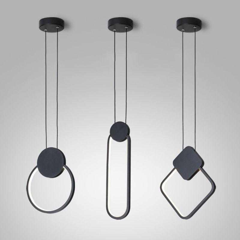 Minimalismus -LED -Pendellichtkit Black Geometrisches hängendes Lichtkit mit Metallschatten