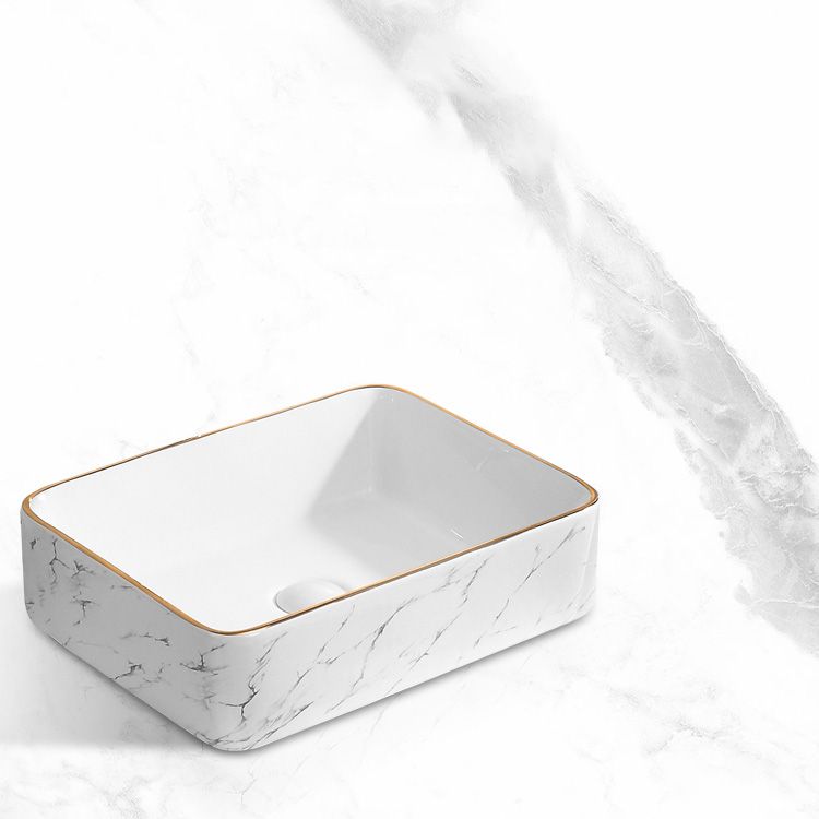 Contemporary Bathroom Sink Pop-Up Drain Porcelain Oval-Shape Vessel Bathroom Sink