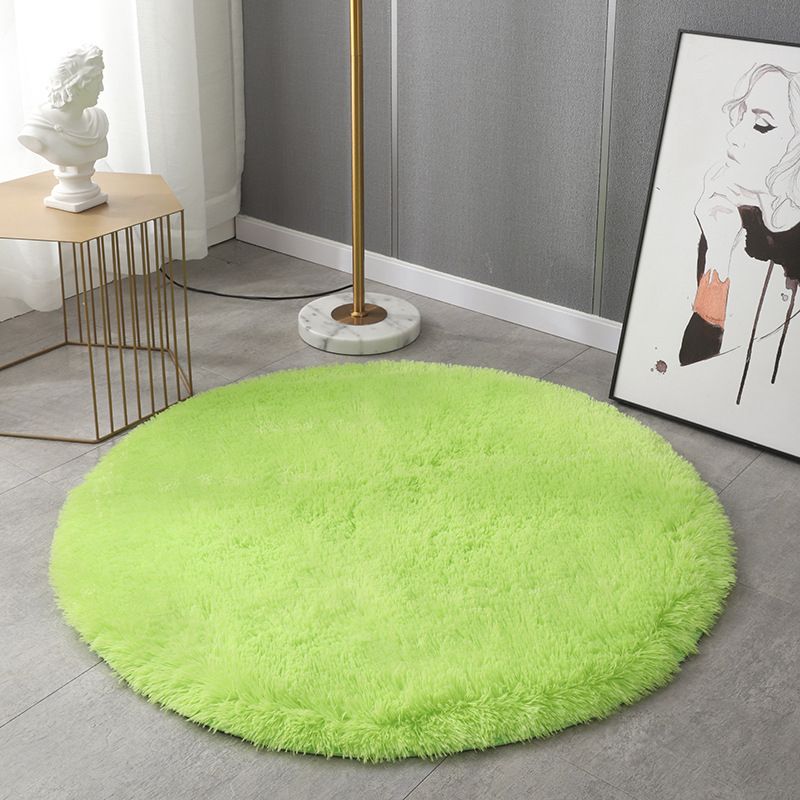 Plush Round Rug Area Rug Polyster Non-Slip Backing Washable Carpet for Bedroom