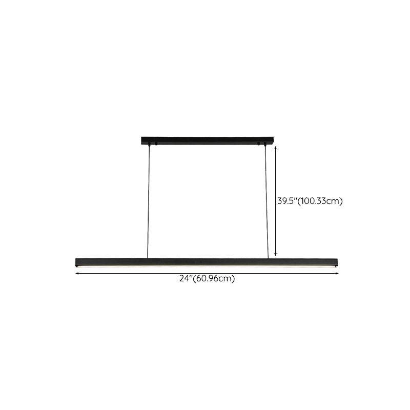 Modern LED Island Lamp Strip Shape Island Hanging Lamp with Wood for Dining Room