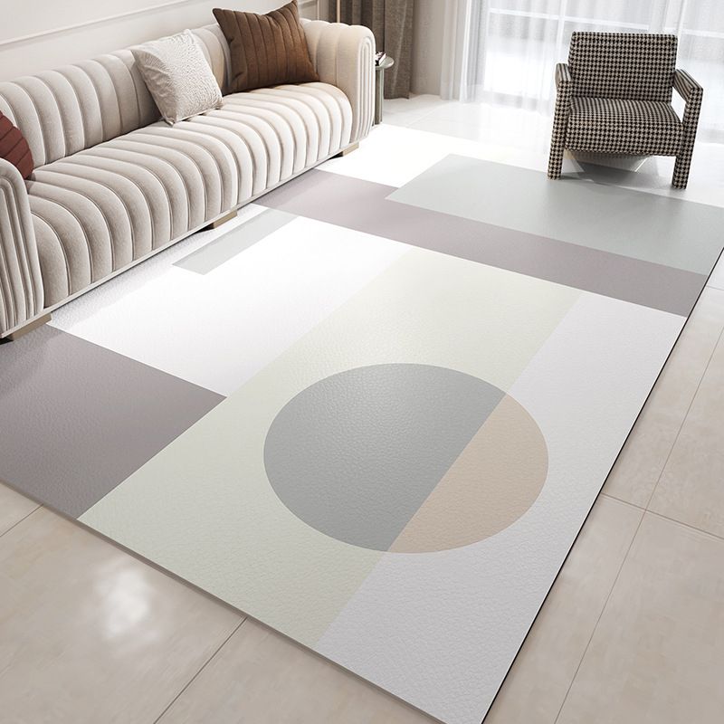 Light Gray Modern Rug Blending Striep Rug Stain Resistant Rug for Drawing Room