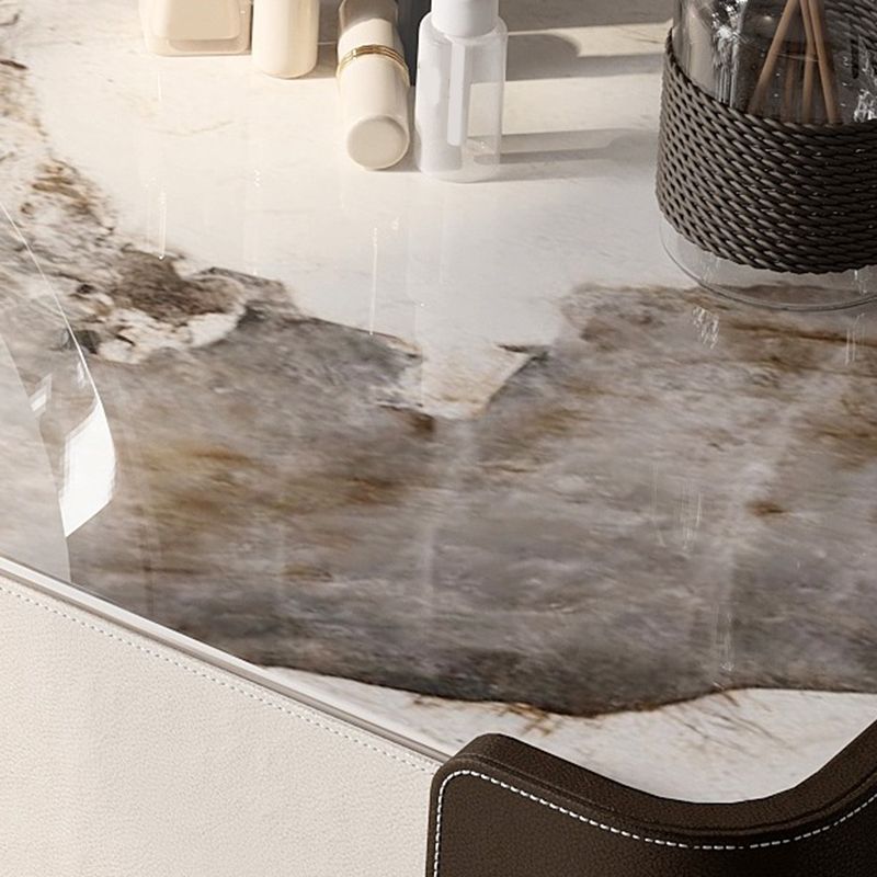 Glam 2-Drawer Vanity Table and Stool Set Slate Top Vanity Dressing Table Set