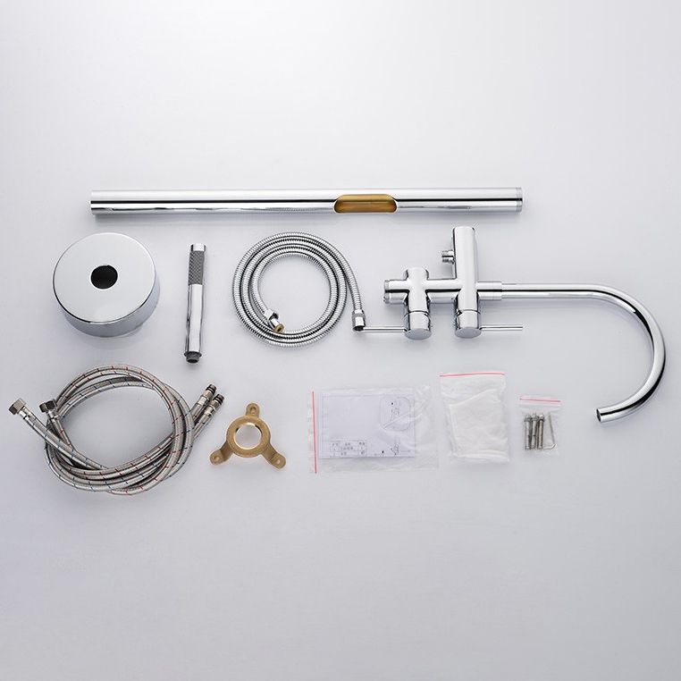 Floor Mounted Freestanding Bathtub Faucet Modern Style Metal Freestanding Faucet
