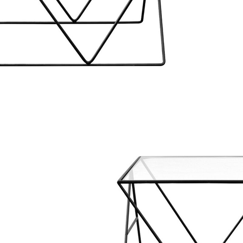 Frame Glass Top Coffee Table Modern Simple Clear Rectangular Cocktail Table